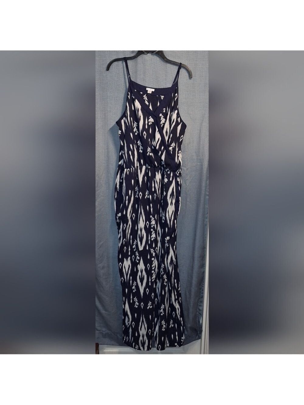 Navy White Sleeveless Spaghetti Strap Pantsuit